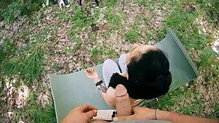 Pov bts freeuse jerking on ponytail brunette during her meditation - huge free use facial