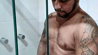 Pornstar Brasil - Brazilian Bear Huge Cock Cum In Shower