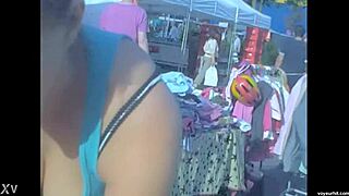 Hidden cam captures downblouse spying in hq