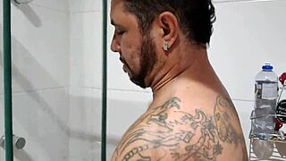 Pornstar Brasil - Brazilian Bear Huge Cock Cum In Shower