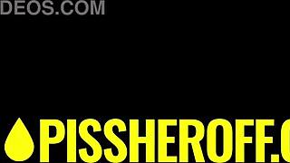 Big tits latina milf drinks piss during sloppy blowjob