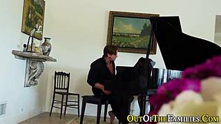 Ebony stepsis swallows monster cock cum