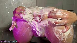 Whipped cream filled my ass in this teen anal fisting homemade session