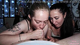 Young wife and her friend sucked me off in our bed!