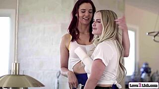 i'm the boss watching my busty maids lick eachother on my bed