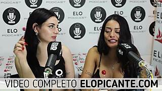 Bisexual Lesbians Kiss And Playfully Interact With Lollipop