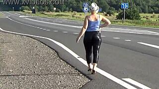 Big ass in leather leggings looks so sexy at home