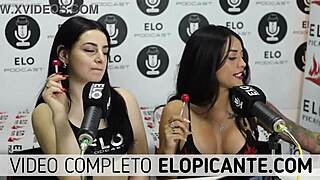 Bisexual Lesbians Kiss And Playfully Interact With Lollipop