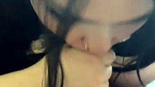 fat curvy babe shows nipples and gives pov blowjob with cumshot on natural tits