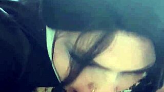 fat curvy babe shows nipples and gives pov blowjob with cumshot on natural tits