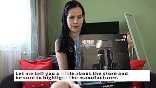 mistress anna unpacked and reviewed the xspacecup masturbator and then milked the slave