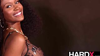 ebony beauty in lingerie has leg shaking orgasm while being analised