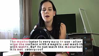 mistress anna unpacked and reviewed the xspacecup masturbator and then milked the slave