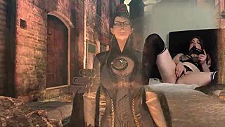 i'm watching this goth bimbo masturbate while playing bayonetta episode 5 on lovense, her tits bouncing as she gets horny