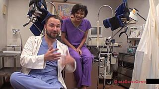 why is nurse jackie banes in latex gloves and heels spreading her ass and small tits for the patient in the hospital?