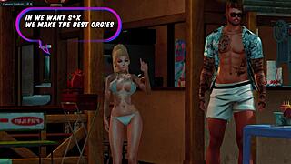 sexy paradise with ripped clothes and cum on beach