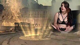 i'm watching this goth bimbo masturbate while playing bayonetta episode 5 on lovense, her tits bouncing as she gets horny