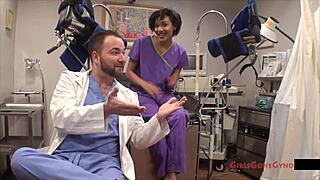 why is nurse jackie banes in latex gloves and heels spreading her ass and small tits for the patient in the hospital?