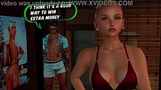 sexy paradise with ripped clothes and cum on beach