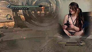 i'm watching this goth bimbo masturbate while playing bayonetta episode 5 on lovense, her tits bouncing as she gets horny