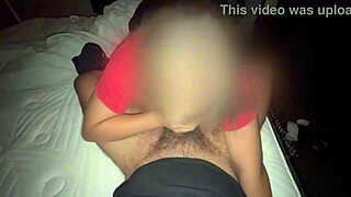 cheating latina wife gives sloppy blowjob on hard cock and swallows cum