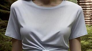 Girls in Underwear Hanging Out at Cabin in Woods