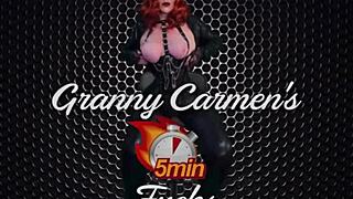 Granny Carmen Claus gets a hardcore doggystyle fuck and creampie from Elvish in POV