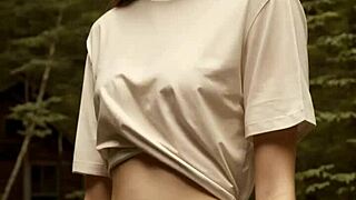 Girls in Underwear Hanging Out at Cabin in Woods