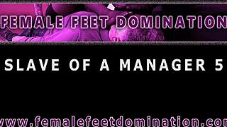 Young Dominant Secretary Forces Bound Lesbian Slave To Smell Her Stinky Feet!