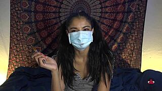 she took off her mask to suck that cock?