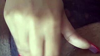 ebony beauty fingers her fat pierced pussy relentlessly