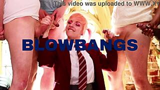 Gloryhole teen student swallows cum in lingerie stockings 😈