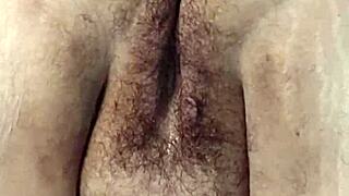 Fat hairy pussy getting fist fucked closeup