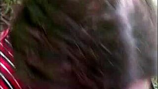 Nasty White Slut Sucking Big Black Cock Outside BBC