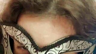 russian brunette in stockings sucks dildo with dirty talk, fingers pussy and anal 😈