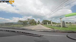 Petite colombian gets spanked in moving car