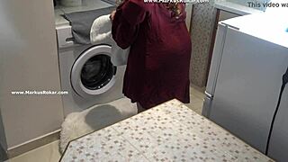 stupid maid stuck in washing machine
