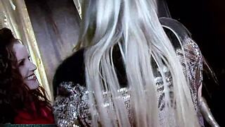 Beautiful Threesome Sex: Two Sluts Pleasing Male with Big Cock