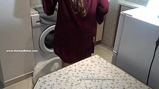 stupid maid stuck in washing machine