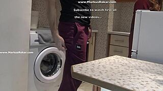 stupid maid stuck in washing machine
