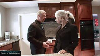 Blonde teen engages in various positions with partner