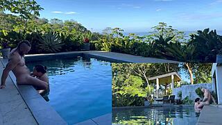 Outdoors in costa rica, girlfriend gets anal and blowjob from her boyfriend.