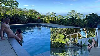 Outdoors in costa rica, girlfriend gets anal and blowjob from her boyfriend.