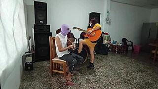 Sexy Music Teacher Dominates Curvy Student in Class