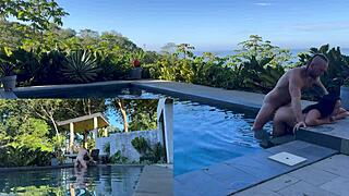 Outdoors in costa rica, girlfriend gets anal and blowjob from her boyfriend.