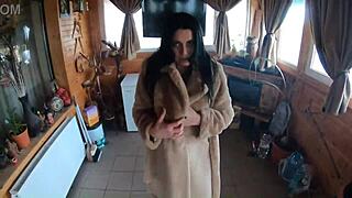 Cheating wife dances with husband's friend, clothes ripped.