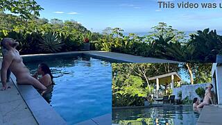 Outdoors in costa rica, girlfriend gets anal and blowjob from her boyfriend.