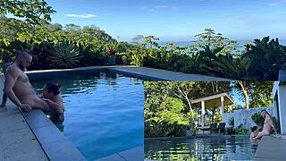 Outdoors in costa rica, girlfriend gets anal and blowjob from her boyfriend.