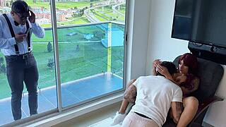 Cheating wife watched by boyfriend