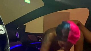 ebony babe deepthroats big black cock in cls 500